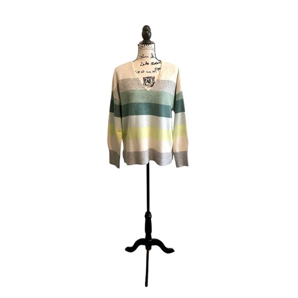 LOFT Sweaters - LOFT Striped V-Neck Sweater